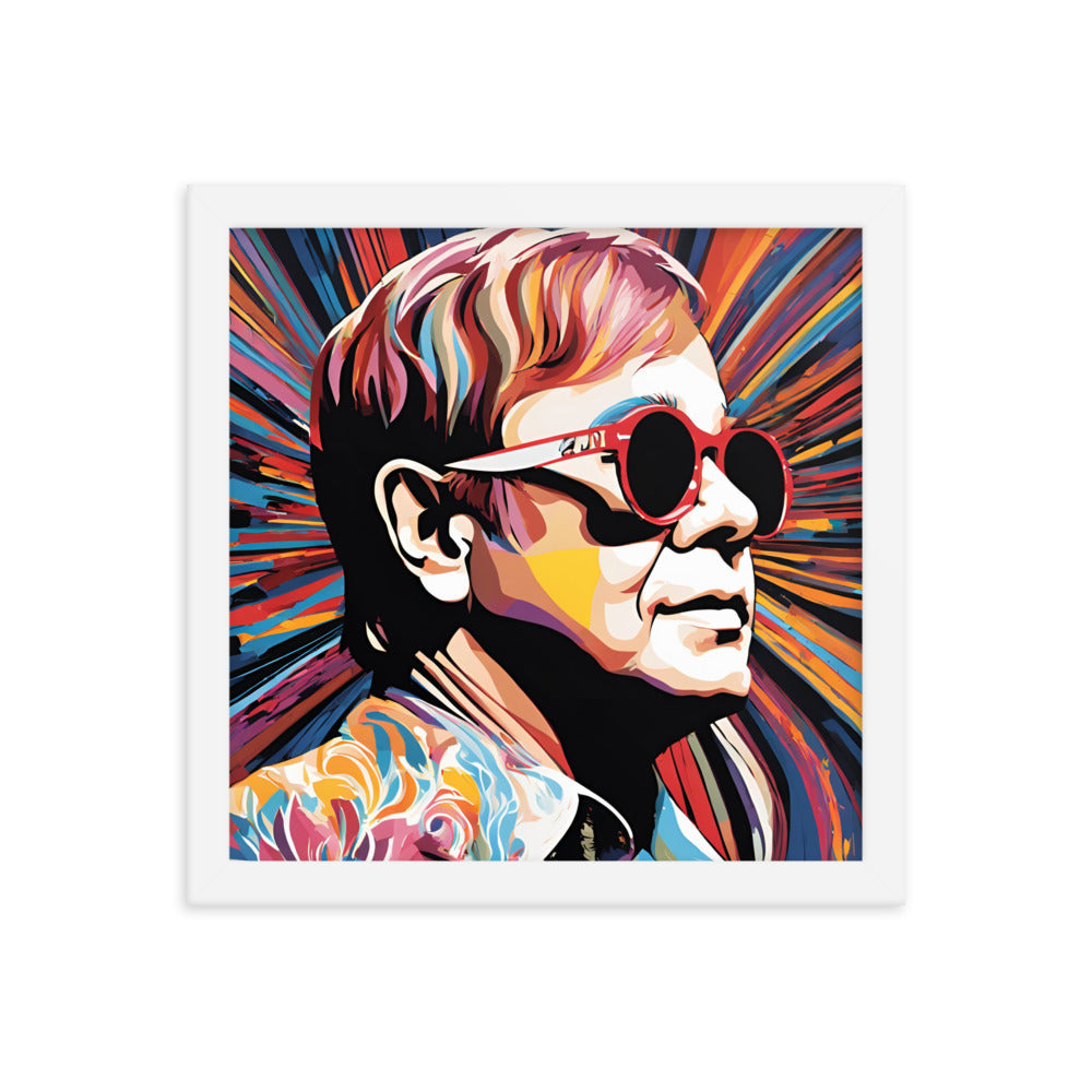 Elton John Portrait on Matte Paper Framed Poster