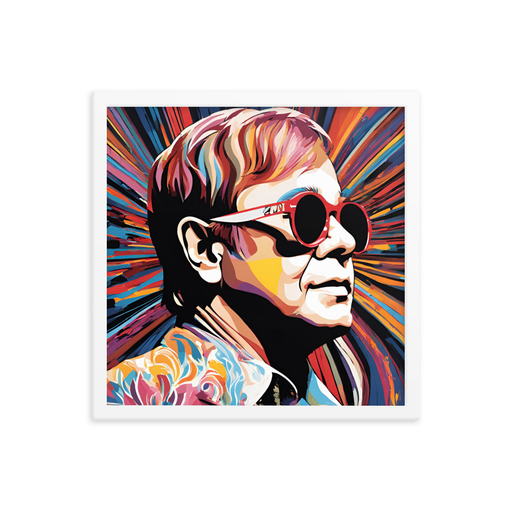 Elton John Portrait on Matte Paper Framed Poster
