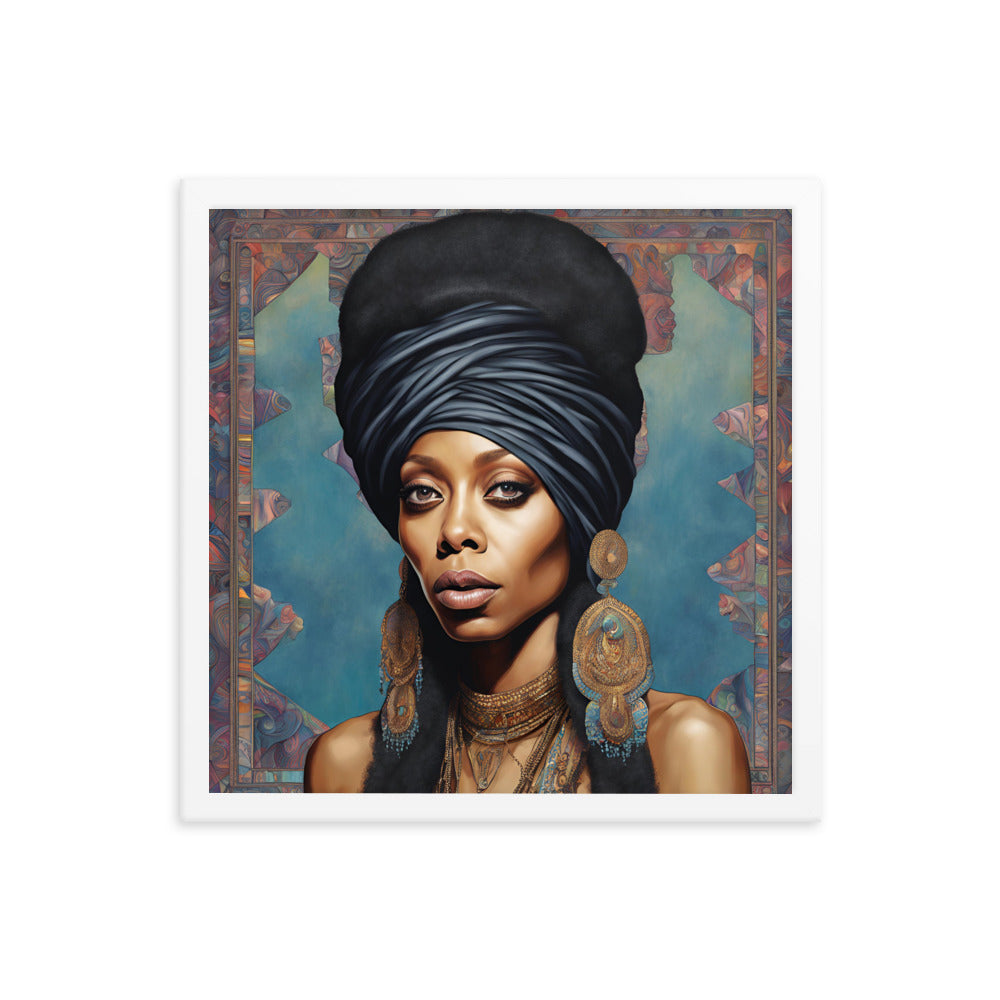 Erykah Badu Portrait on Matte Paper Framed Poster