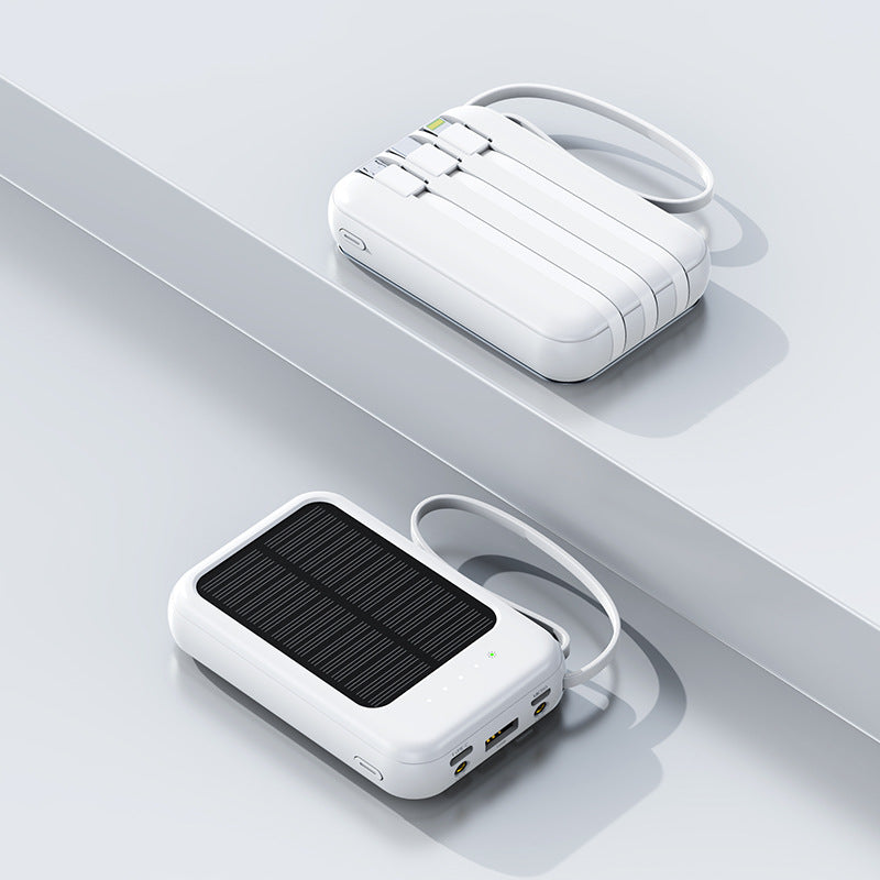 Mini Solar Power Bank with Built-In Cable