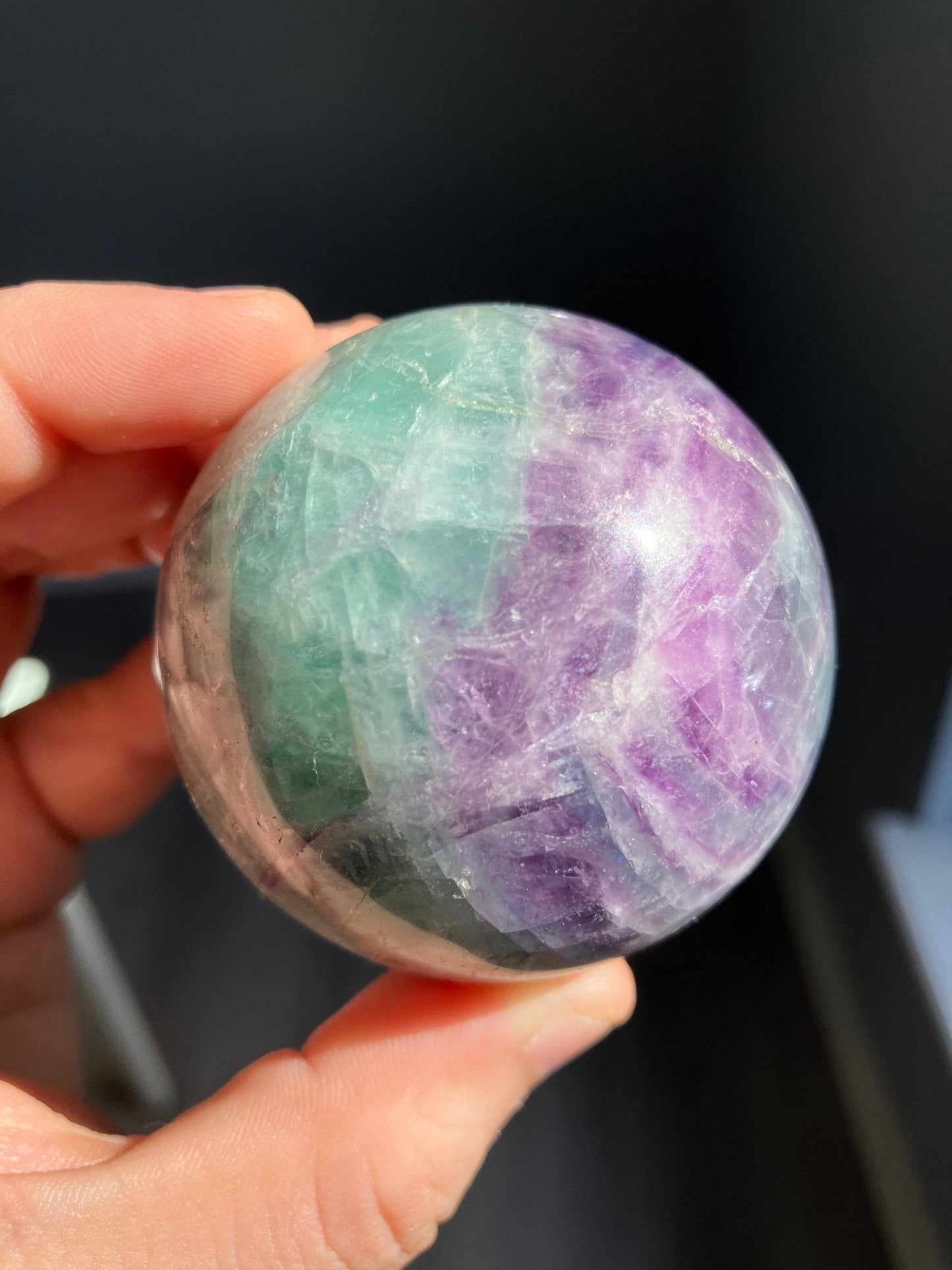 Fluorite Sphere – 57mm Pastel Green & Purple Gemstone
