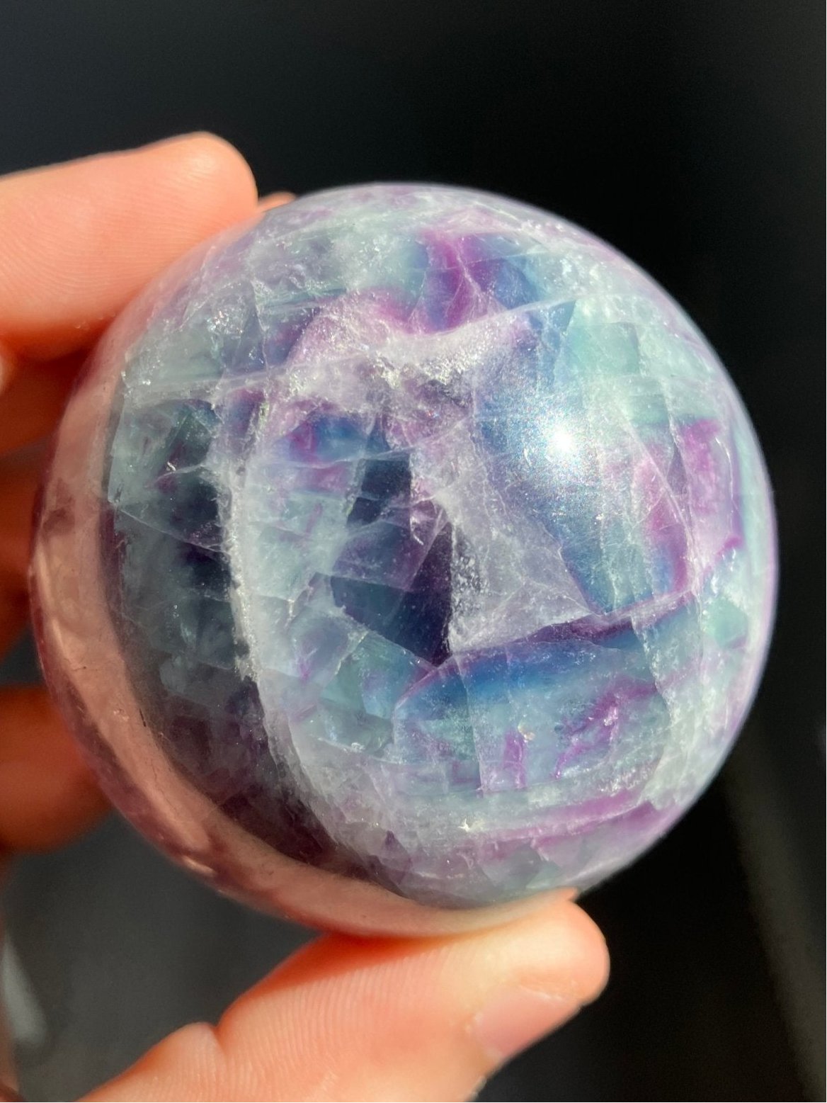 Fluorite Sphere – 57mm Pastel Green & Purple Gemstone