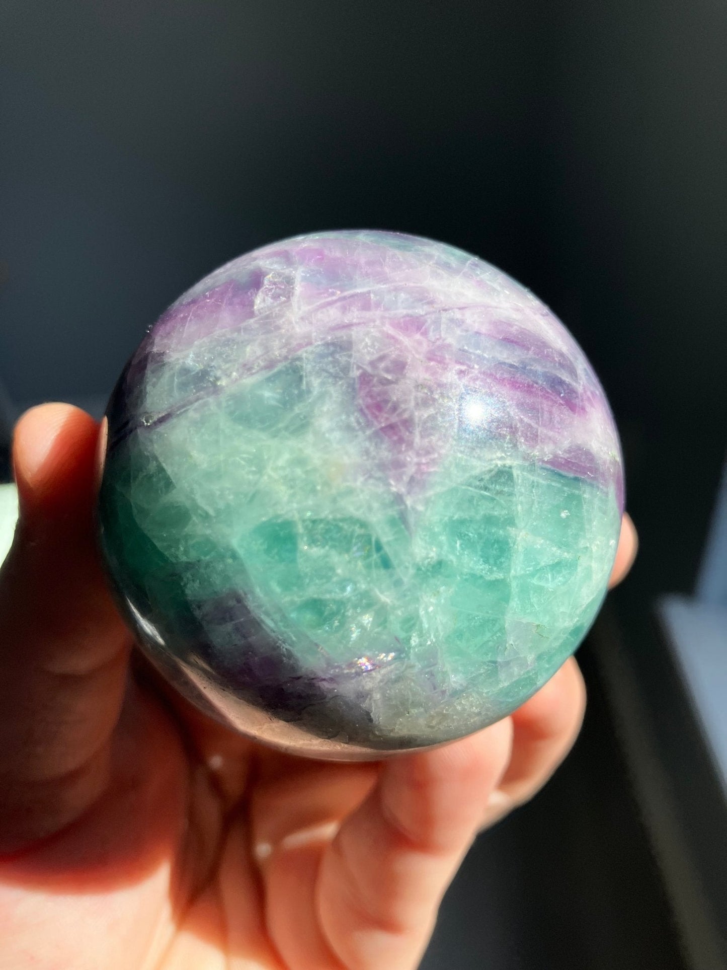 Fluorite Sphere – 57mm Pastel Green & Purple Gemstone