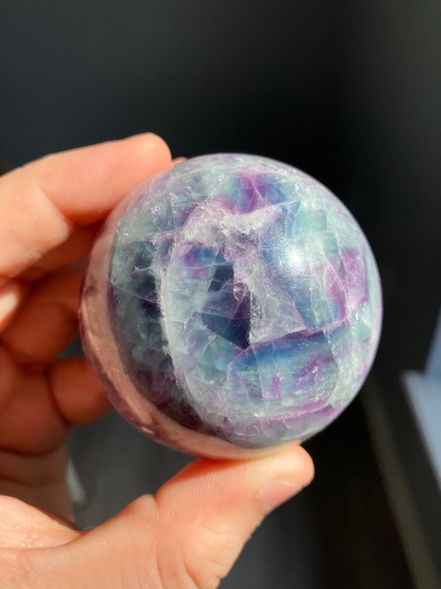 Fluorite Sphere – 57mm Pastel Green & Purple Gemstone