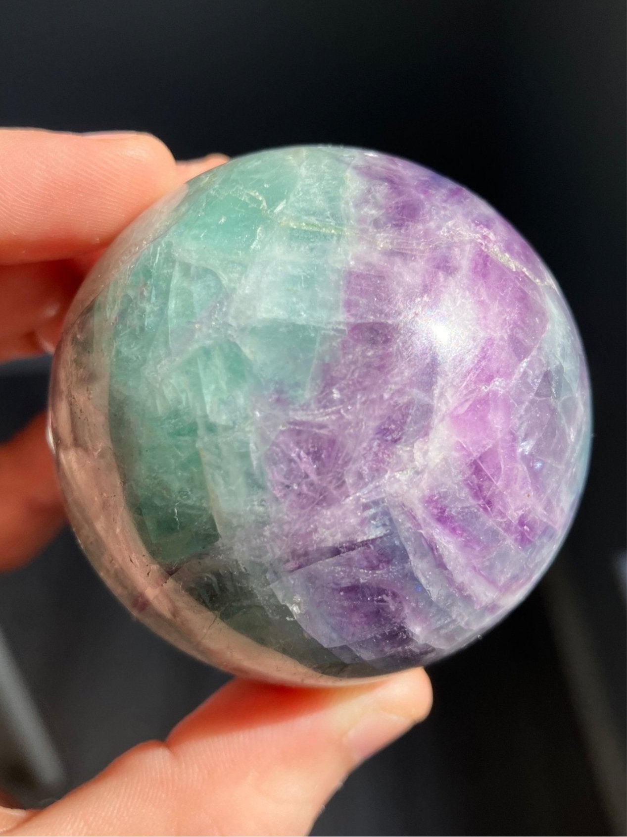 Fluorite Sphere – 57mm Pastel Green & Purple Gemstone