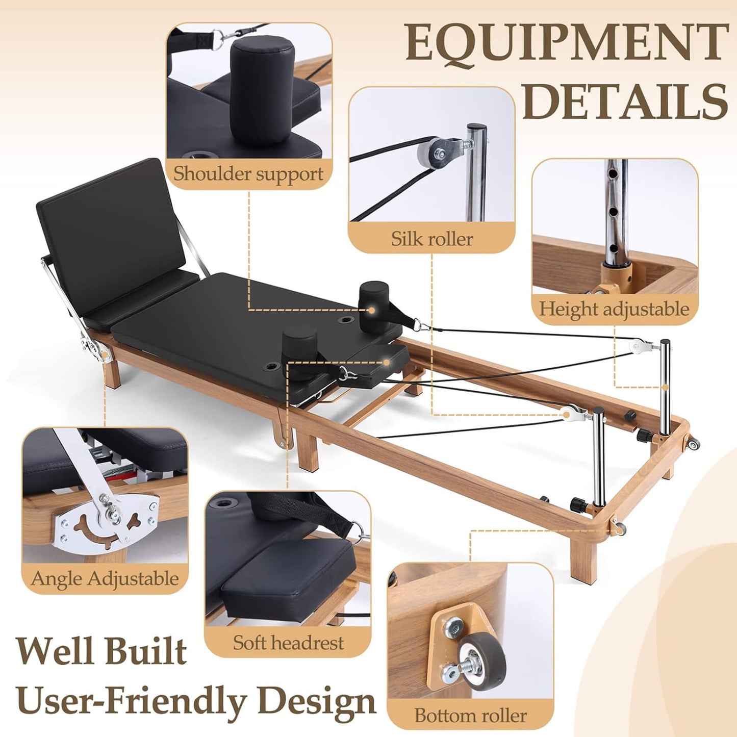 Core Pilates Apex Foldable Dual Resistance Pilates Reformer With Jumpboard (SAK83914)