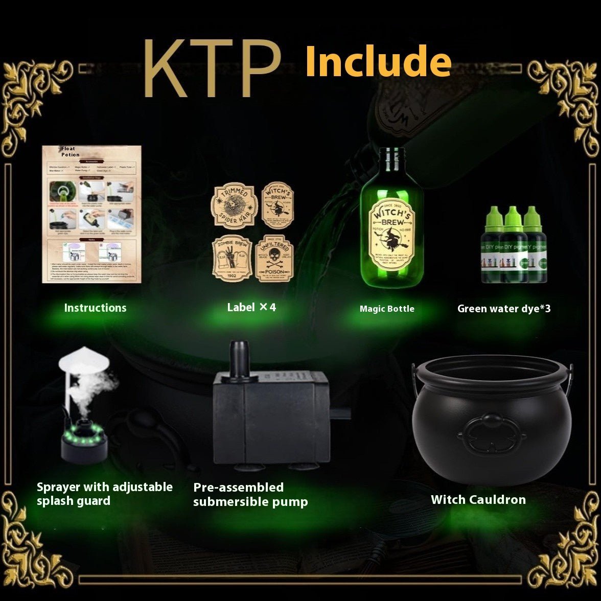 Halloween Black Wizard Bowl Magic Float Bottle And Diffuser Indoor Home Bar Magic Party Horror Ghost Props Halloween Decoration