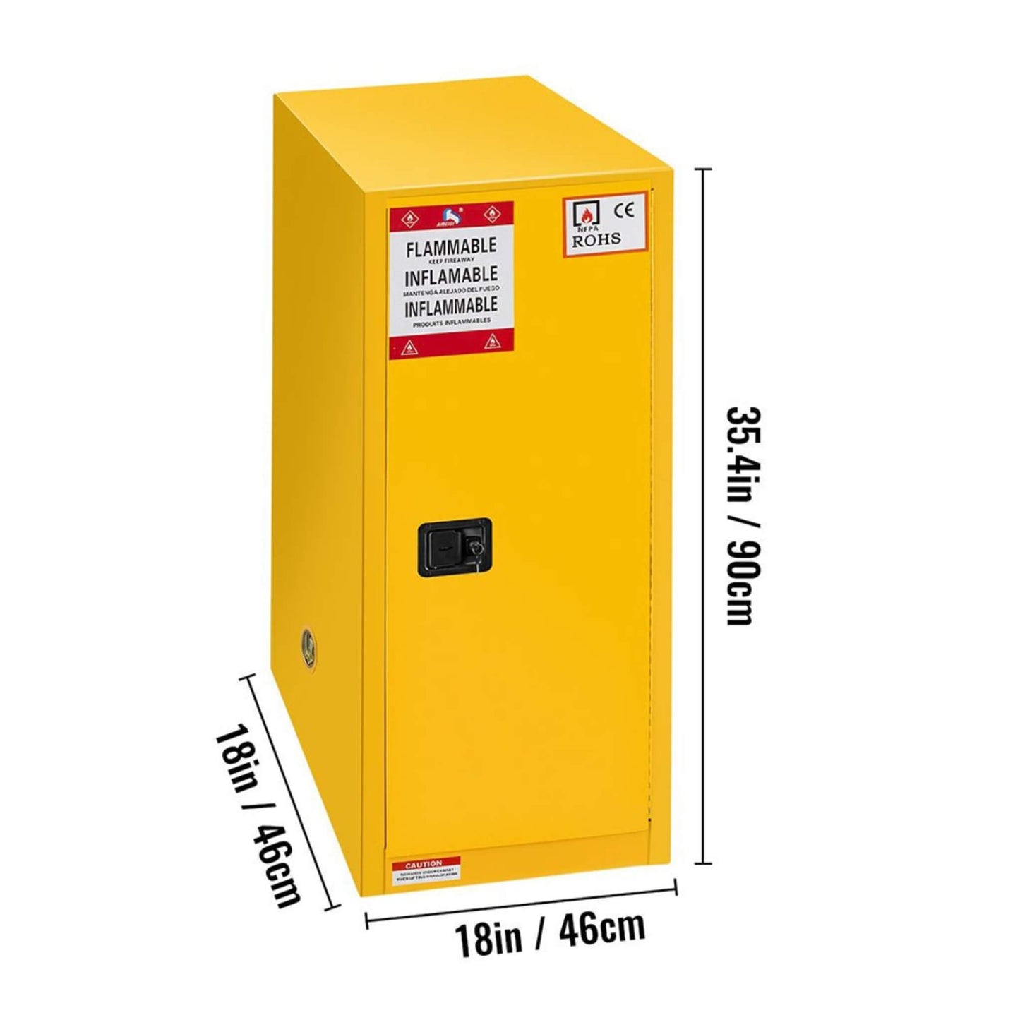 Large Yellow Heavy-Duty Flammable Welded Fireproof Storage Cabinet, 35-Inch (SAK52837)