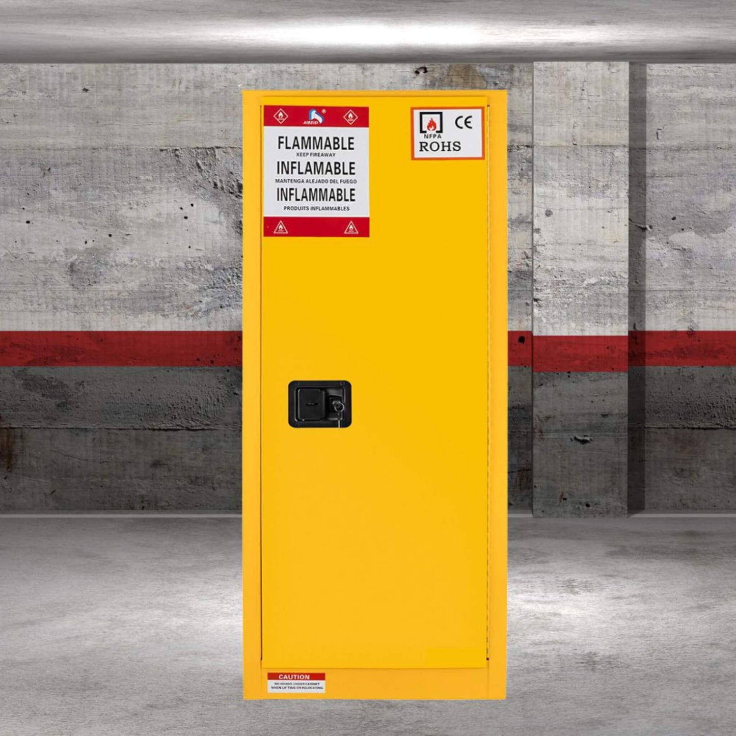 Large Yellow Heavy-Duty Flammable Welded Fireproof Storage Cabinet, 35-Inch (SAK52837)