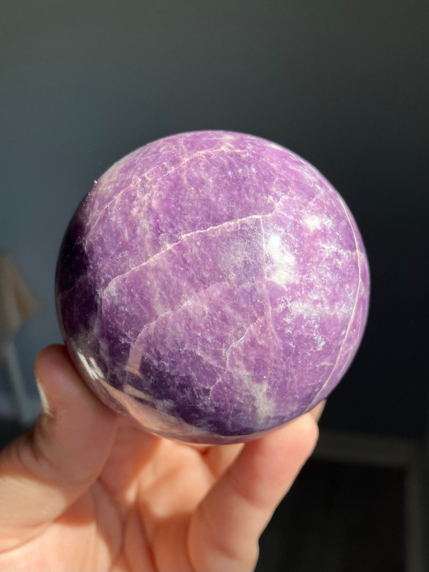 Lepidolite Sphere – 65mm, Soft Purple