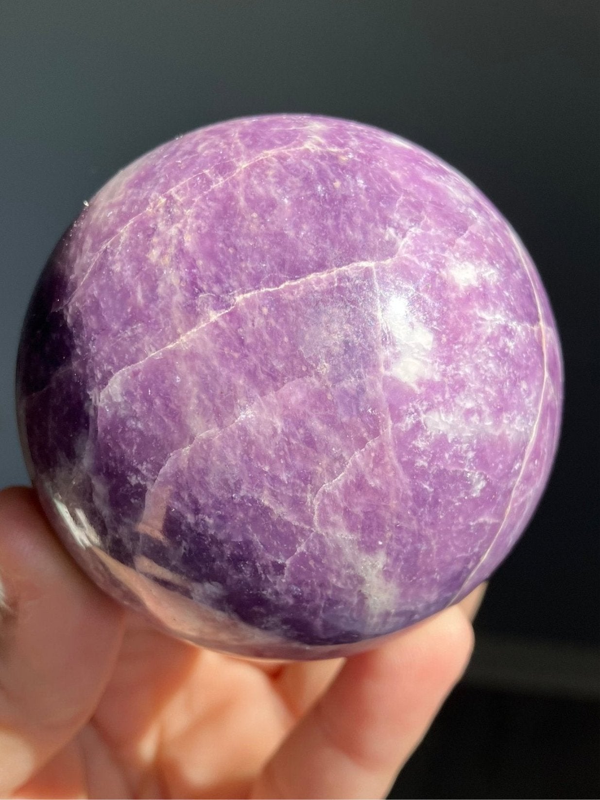 Lepidolite Sphere – 65mm, Soft Purple