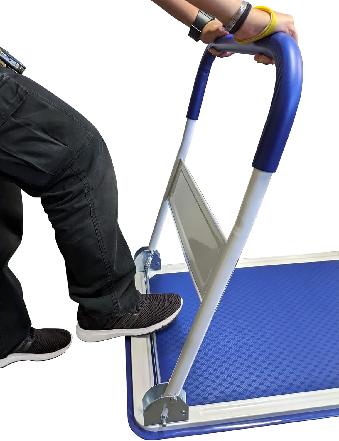 Heavy-Duty Collapsible Push Cart Dolly - 330 lbs Capacity, Foldable Flatbed Hand Truck with Swivel Handle