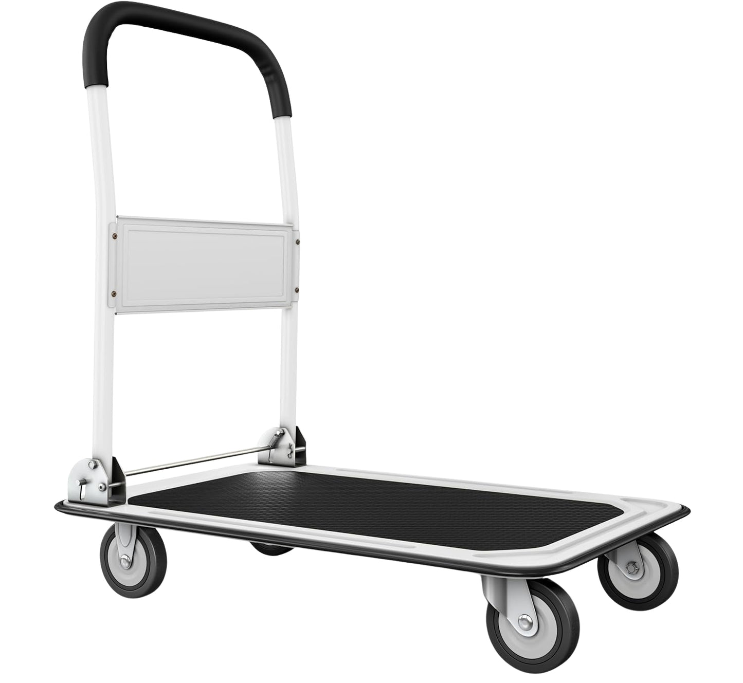 Heavy-Duty Collapsible Push Cart Dolly - 330 lbs Capacity, Foldable Flatbed Hand Truck with Swivel Handle