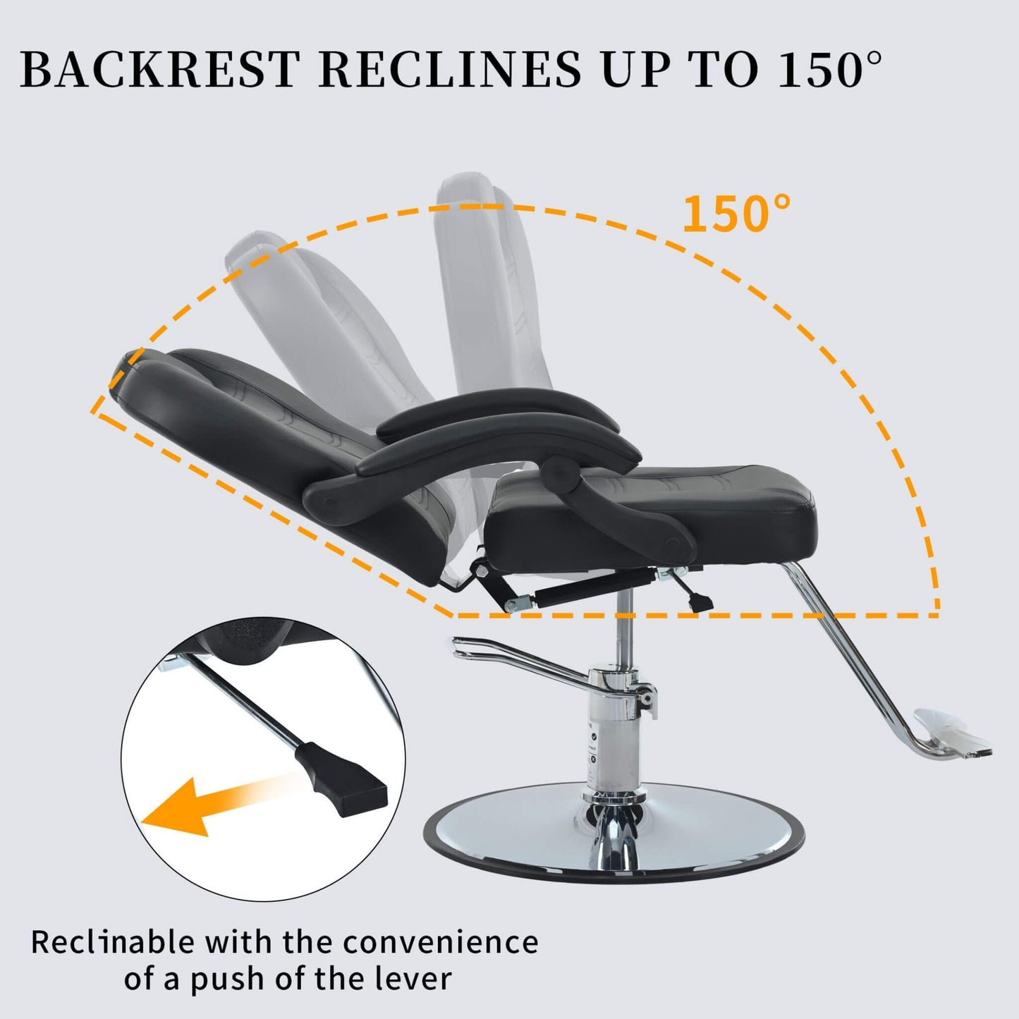 Reclining Barber Chair With Adjustable Headrest And Hydraulic Pump (SAK62751)