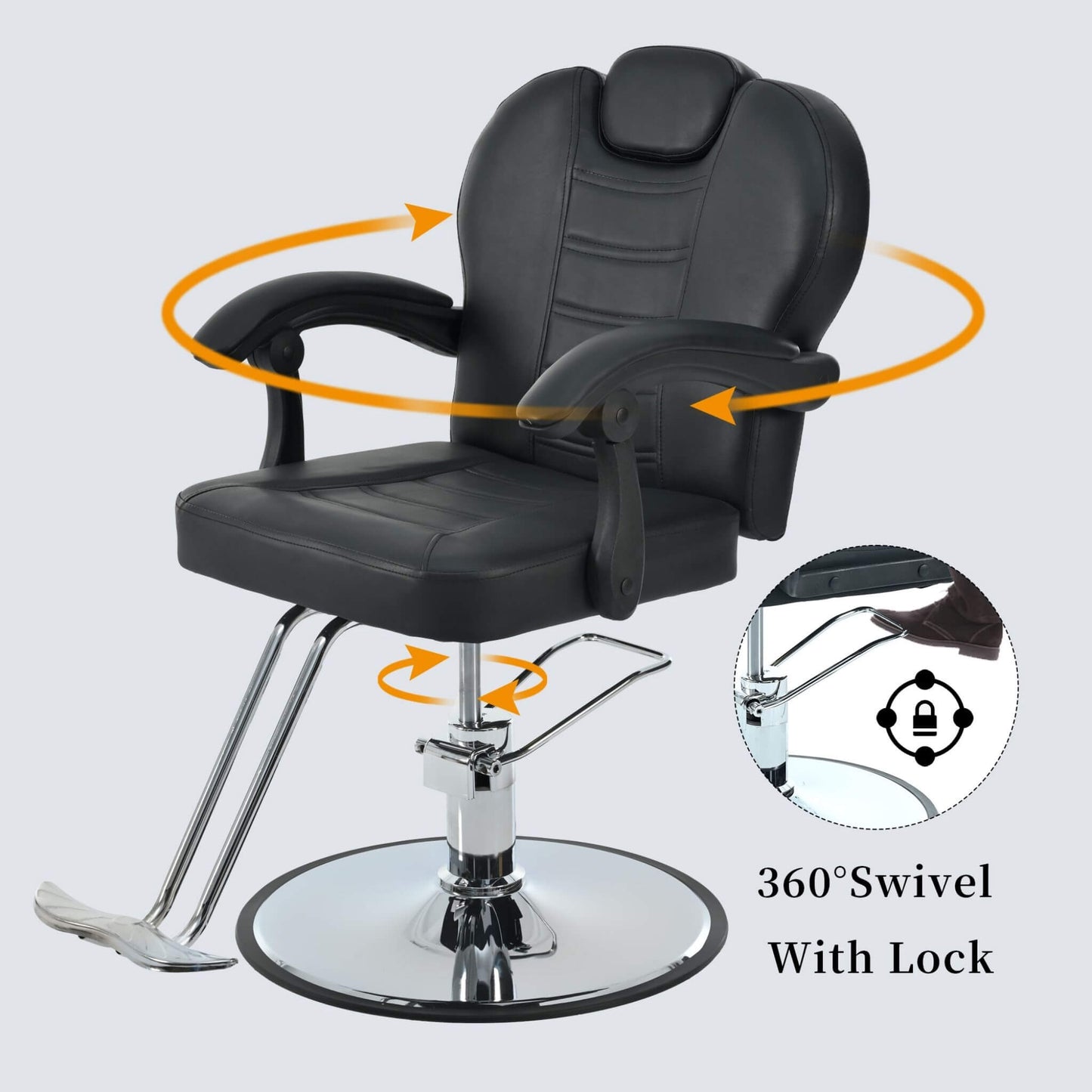 Reclining Barber Chair With Adjustable Headrest And Hydraulic Pump (SAK62751)
