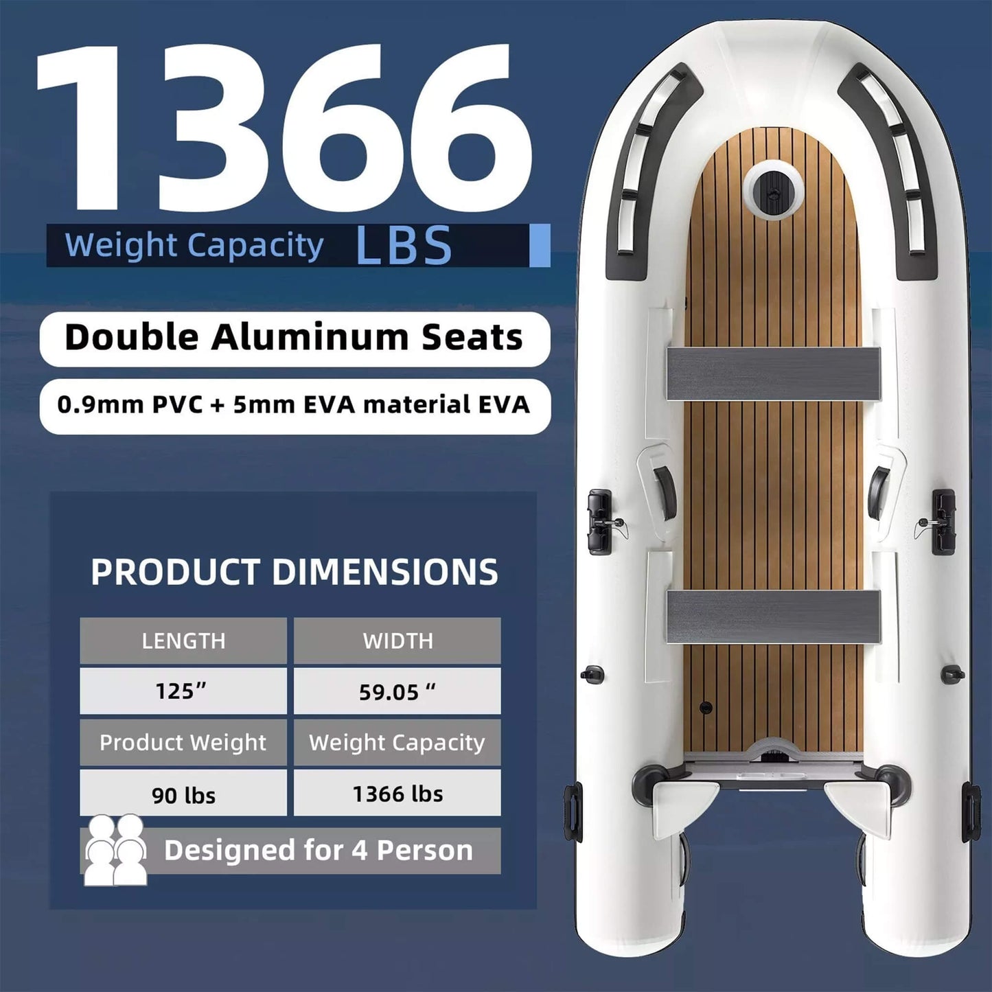 Raised Nose Higher Speed Ready Portable Inflatable Dinghy Boat Kit With Accessories (SAK93784)