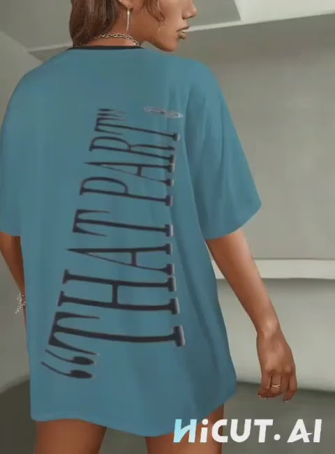 PRESS VIDEO 🎬 NEW!!! "THAT PART" branded (black rear) Sapphire Blue Round Neck Loose T-Shirt