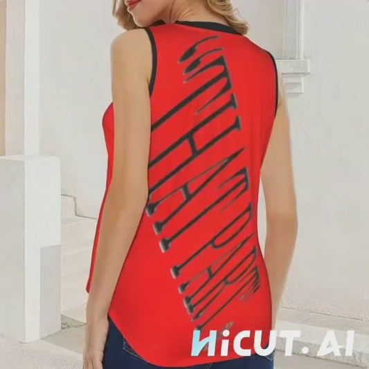 PRESS VIDEO 🎬 NEW!!! "THAT PART" branded (black rear) Red V-Neck Sleeveless Tank Top