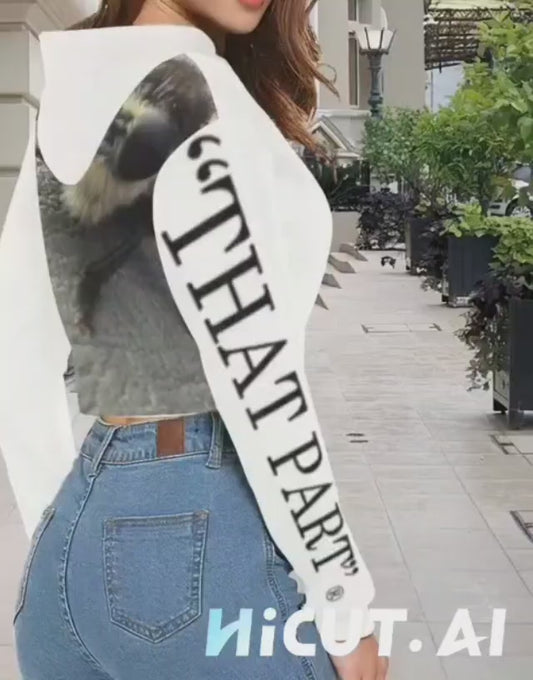 PRESS VIDEO 🎬 NEW!!! "THAT PART" branded (black right sleeve Big Face Bug rear) Halter Top Hoodie