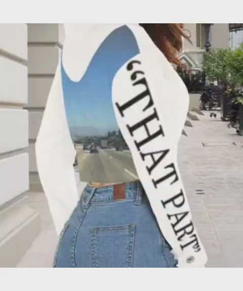 PRESS VIDEO!!! 🎬 NEW!!! "THAT PART" branded (black right sleeve & 405 Fwy rear) Halter Top Hoodie