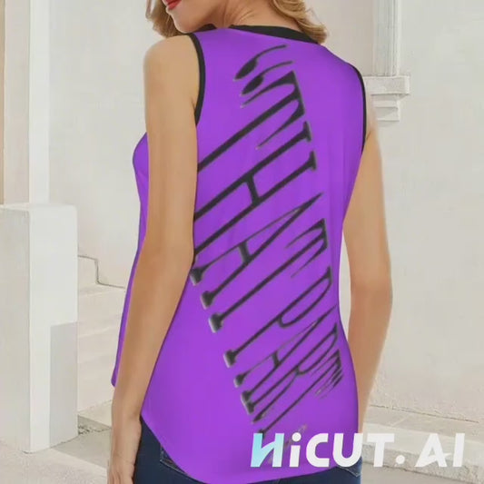 PRESS VIDEO 🎬 NEW!!! "THAT PART" branded (black rear) Purple V-Neck Sleeveless Tank Top