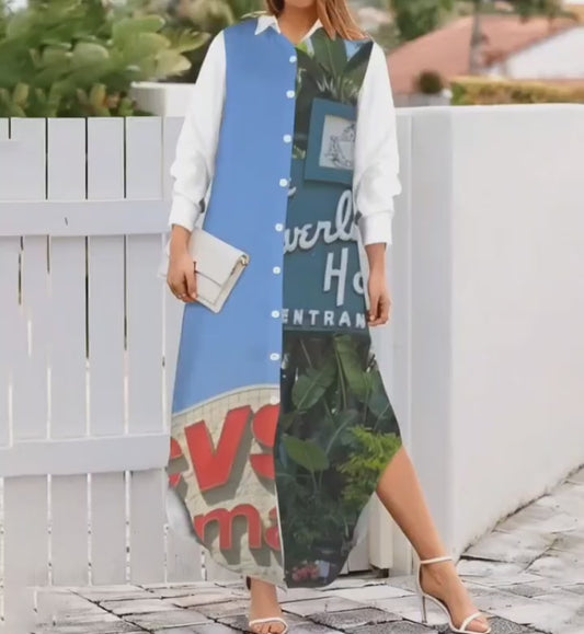 PRESS VIDEO 🎬 NEW!! "THAT PART" branded  (black rear & CVS & B.H. Hotel Sign rear) Button Longsleeve T-Shirt Dress