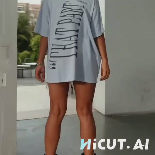 PRESS VIDEO 🎬 NEW!!! "THAT PART" branded (black rear) Gray Round Neck Loose T-Shirt