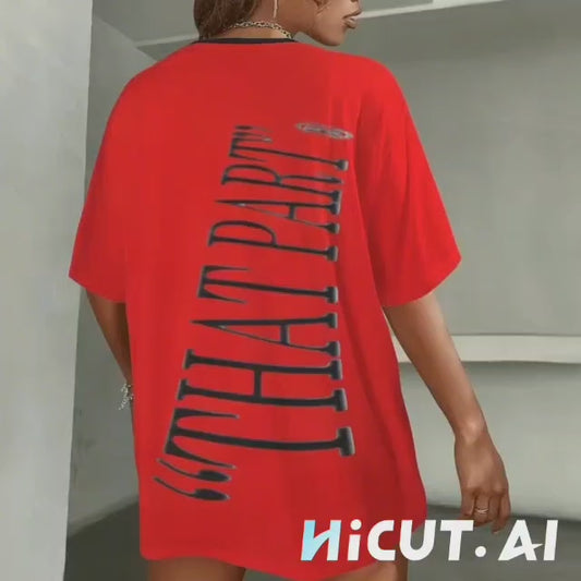 PRESS VIDEO 🎬 NEW!!! "THAT PART" branded (black rear) Red Round Neck Loose T-Shirt