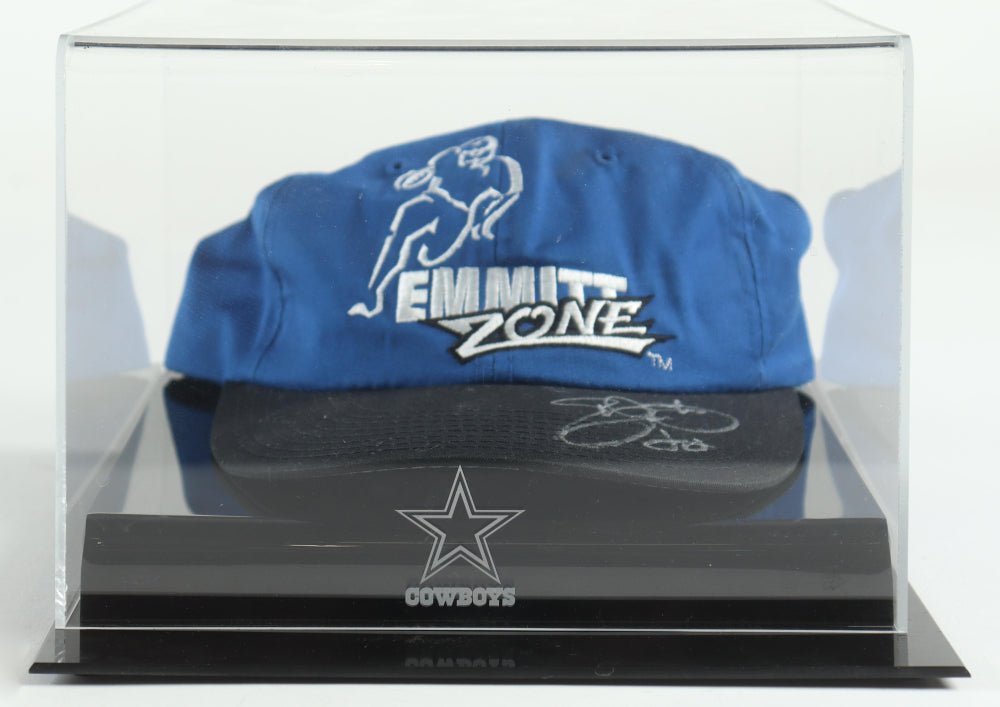 Emmitt Smith Signed Cowboys Snapback Hat with Display Case