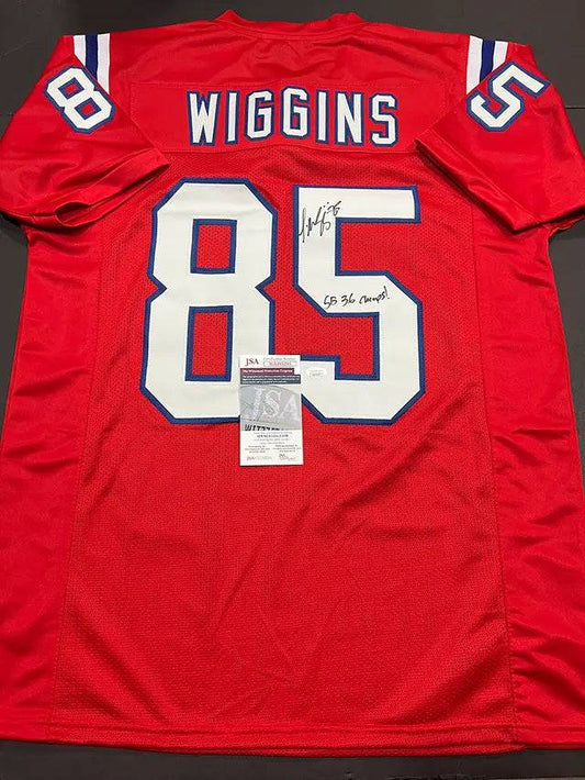 Jermaine Wiggins New England Patriots Autographed & Inscribed Custom Football Jersey