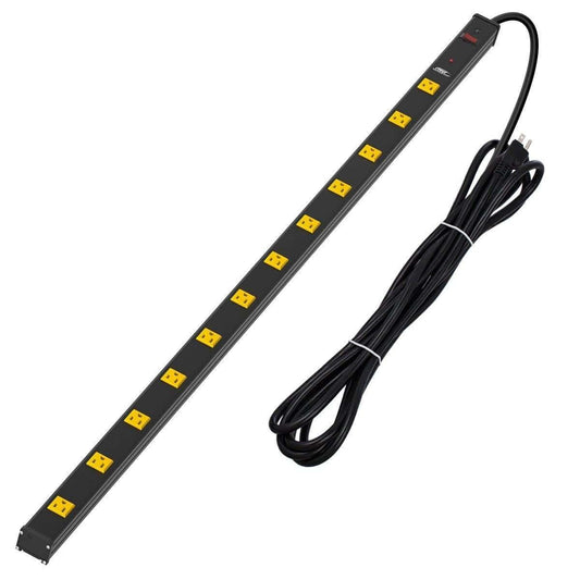 CRST 4.2" Wide Spaced 12 Outlets Mountable Metal Power Strip Surge Protector, 15FT Power Cord, Mounting Brackets Included