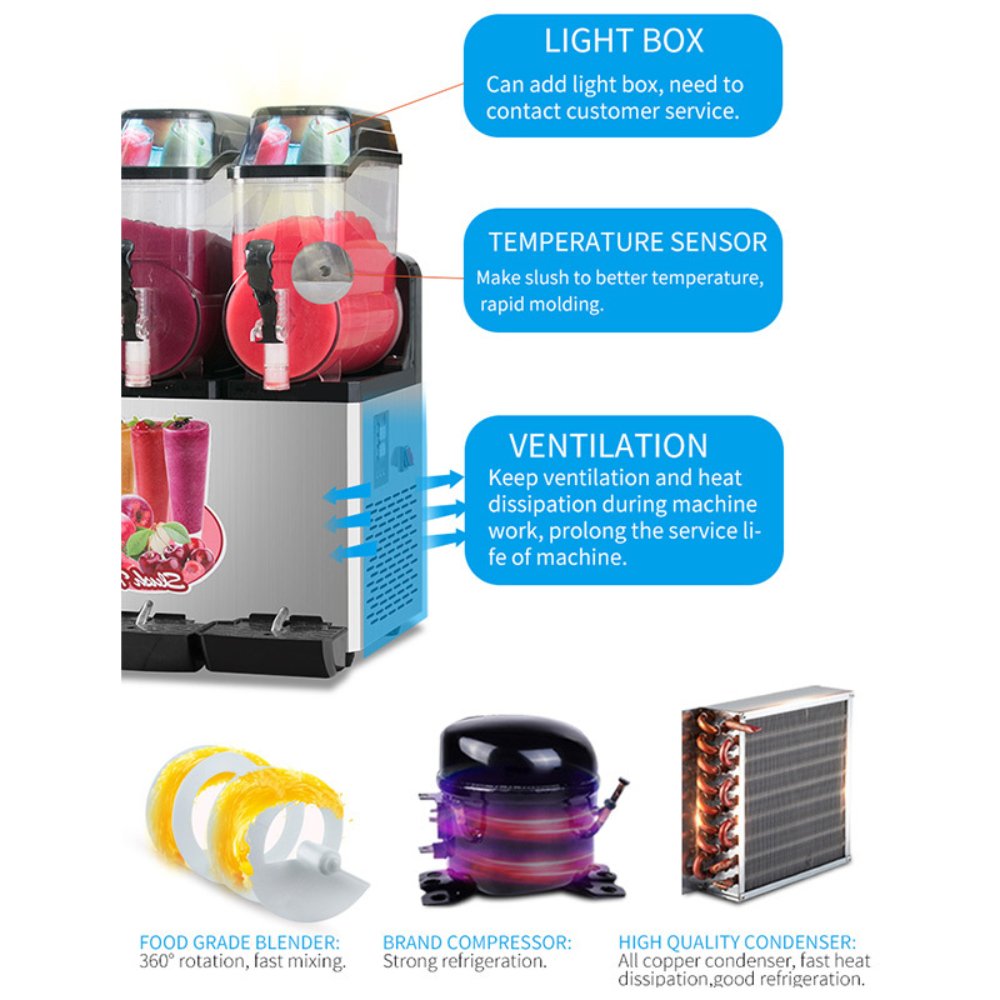 Stainless Steel Slushy Machine With Triple Tank Advance Cooling, 45L (SAK52258)