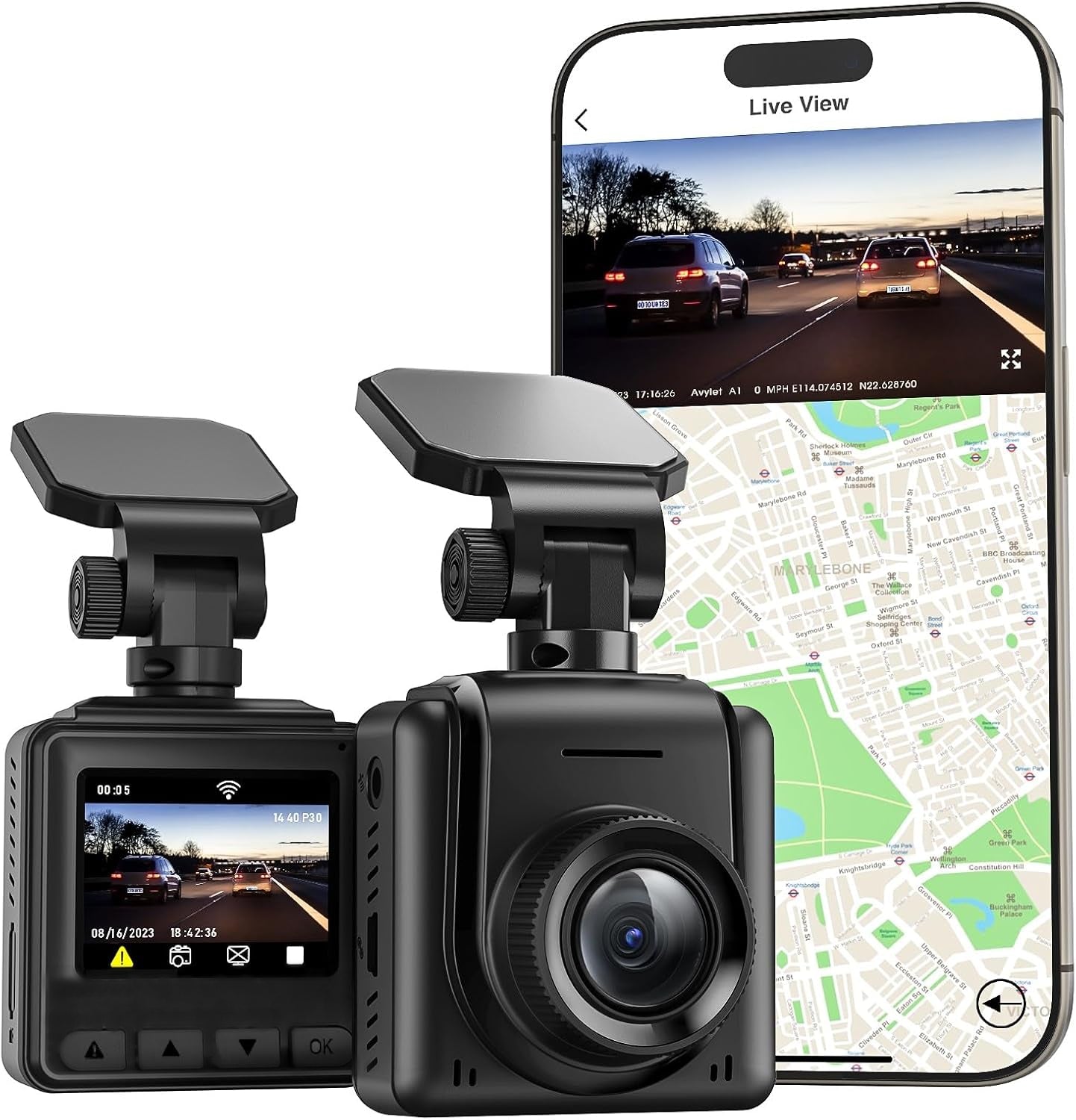 Zarre 2K WiFi Smart Dash Cam