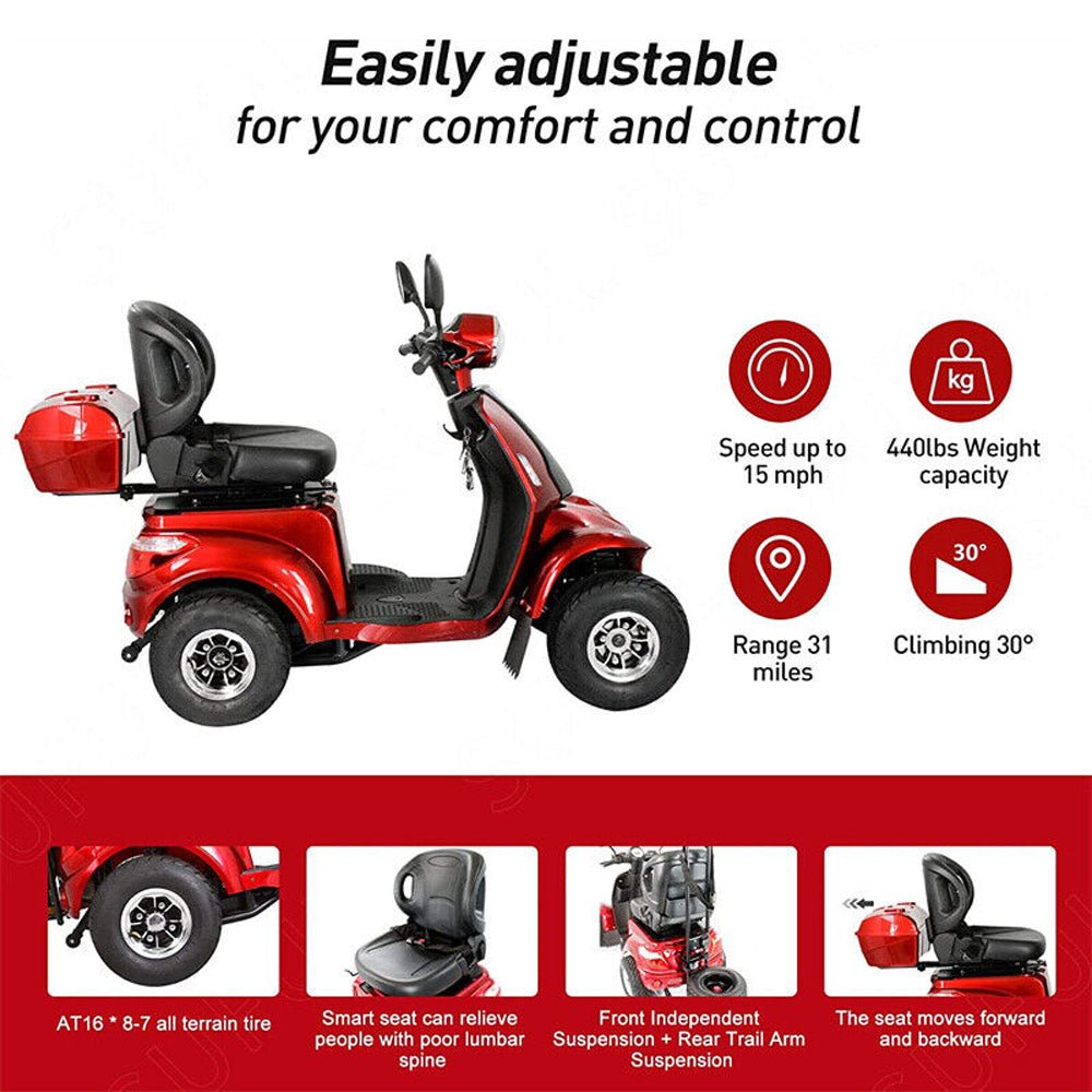 Zvg 4-Wheel 60V/20AH Electric Golf Senior Travel Mobility Scooter For Adults, 440LBS (SAK91582)